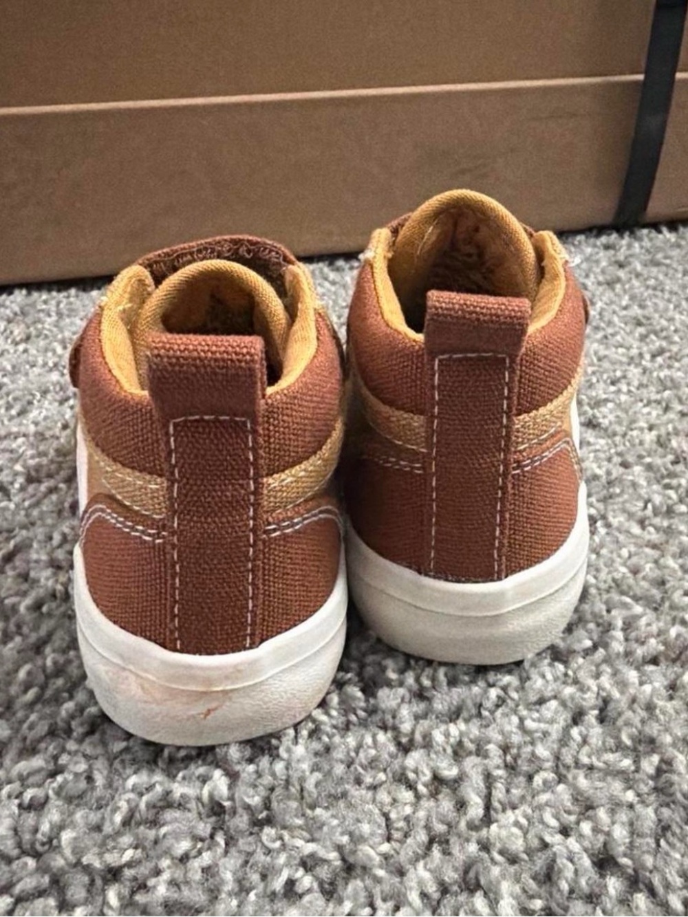 Toddler old navy khaki Canvas High-Top Sneakers with Double Velcro Straps - Picture 2 of 4